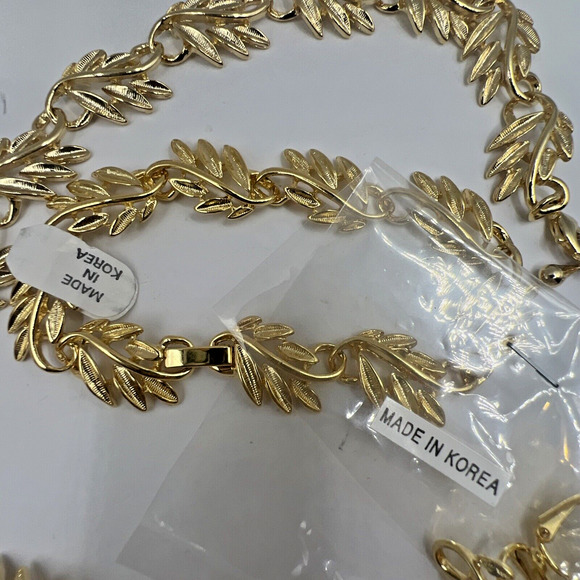VINTAGE Limoges Set Gold Tone Filigree leaf Necklace Bracelet Clip‎ on Earrings - Picture 3 of 6